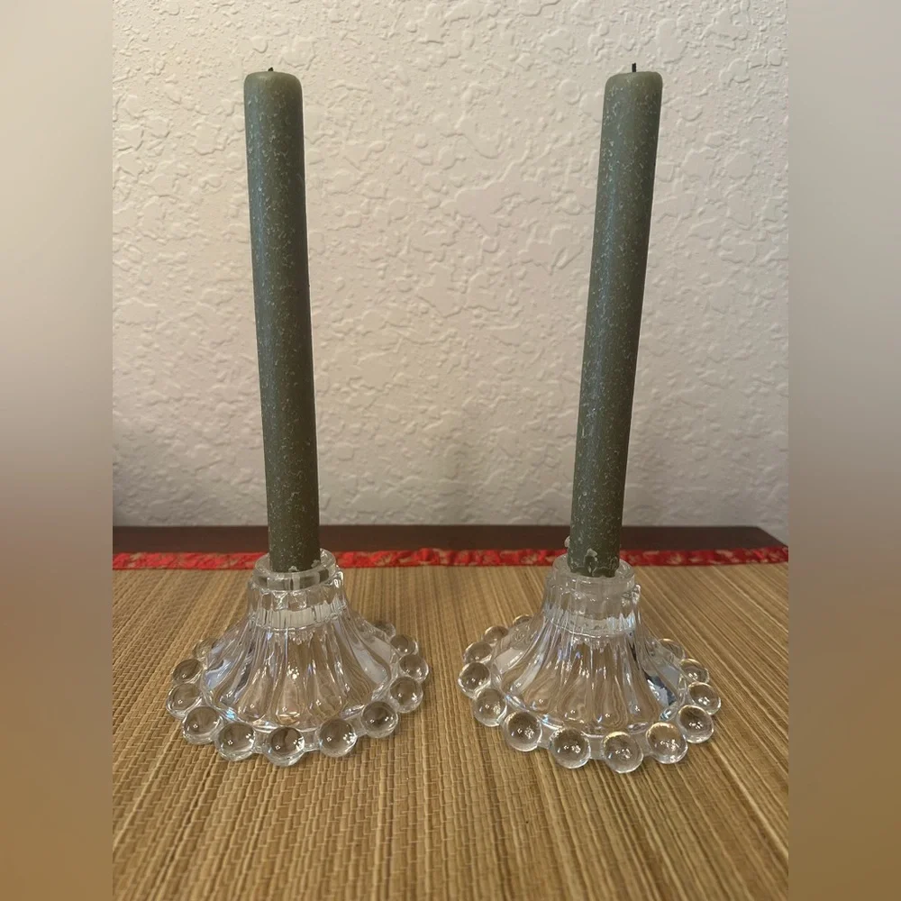Anchor Hocking Vintage Taper Candle Holder (set of two) Berwick Boopie Glass